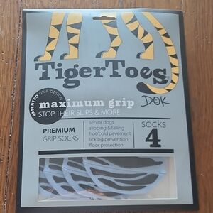 DOK TigerToes Anti-Slip Grip Socks For Large Dogs-NWT-Set Of 4 Socks